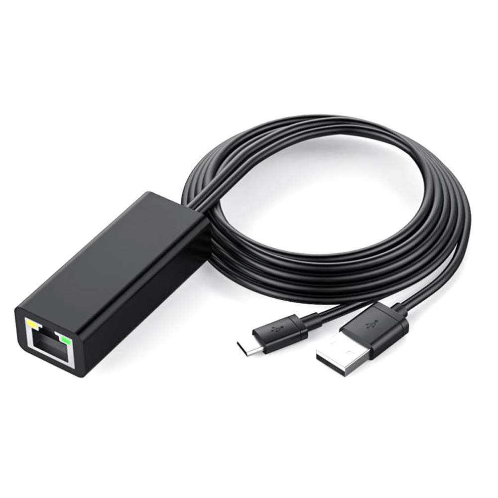 Lyzeous Ethernet Adapter with Power Cable for TV Stick (2Nd Gen), 4K Stick,TV Square, USB to RJ45 Wired LAN Adapter,Black