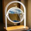 IMPREC Glass Hourglass Table LampMoving Sand Art Picture 3D Glass Deep Sea Sandscape Flowing Sand Frame Desktop Ornaments Quicksand Painting (Color : Blue, Size : 30x20x10cm) view 3