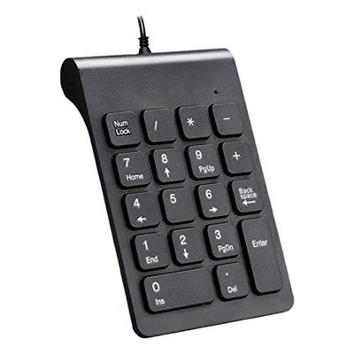 Lyzeous Mini USB Wired Numeric Keypad Numpad 18 Digital Keyboard for Accounting Teller Laptop Windows Android Notebook Tablets PC (Black)