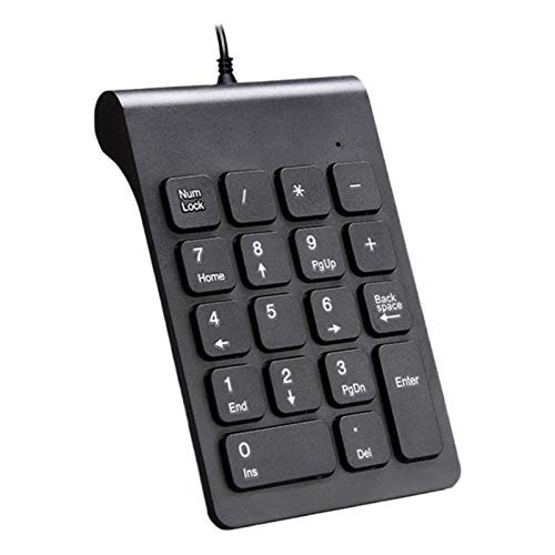 Lyzeous Mini USB Wired Numeric Keypad Numpad 18 Digital Keyboard for Accounting Teller Laptop Windows Android Notebook Tablets PC (Black)