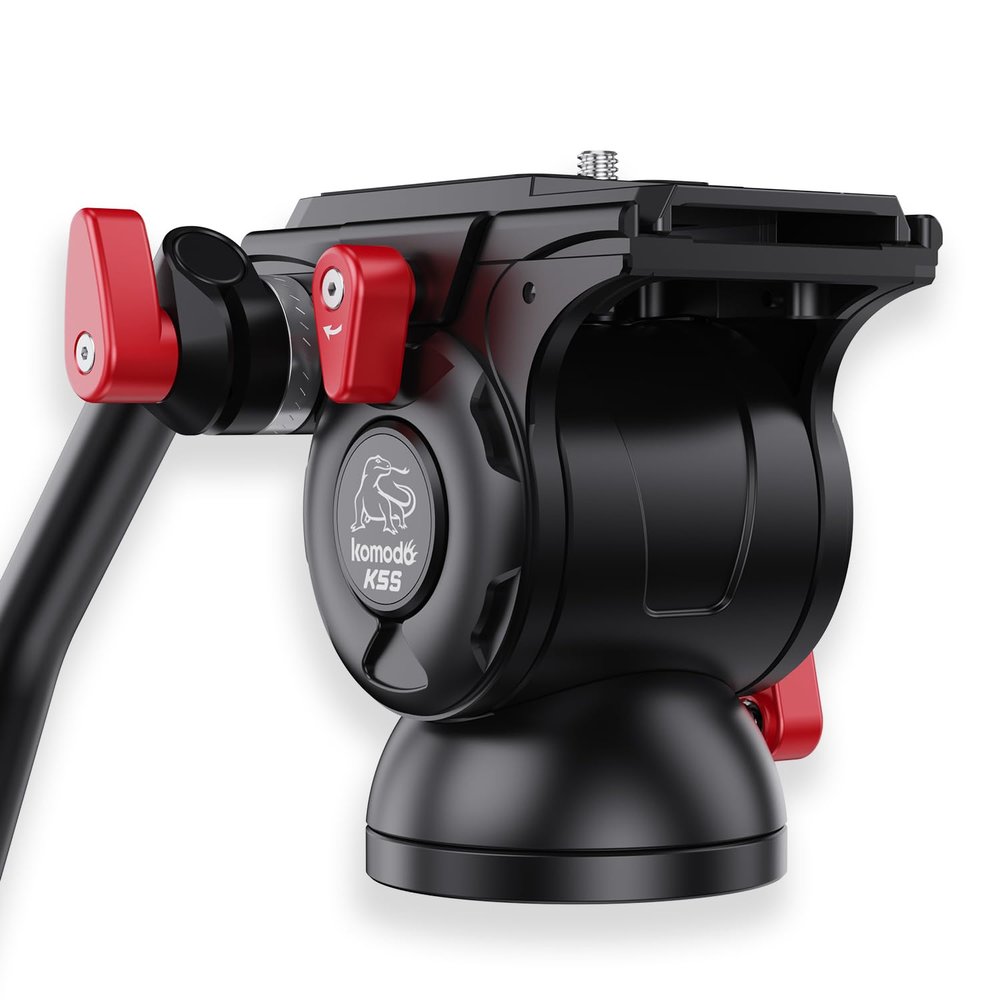 IFOOTAGE Video Camera Head Komodo K5S,Aluminum Fluid Heads,Stable Tripod Head for Pan and Tilt,with Quick Release Plate,Max Load 11 lbs/5kg