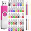 50 Pack USB Flash Drives Bulk with Lanyards USB 2.0 Thumb Drive Swivel Storage Flash Pack Bulk with LED Light for Data Storage Backup, 10 Colors (512 MB) view 1
