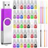 50 Pack USB Flash Drives Bulk with Lanyards USB 2.0 Thumb Drive Swivel Storage Flash Pack Bulk with LED Light for Data Storage Backup, 10 Colors (256 MB) view 1
