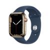 Apple Watch Series 7 (GPS + Cellular, 45MM) - Gold Stainless Steel Case with Abyss Blue Sport Band (Renewed) view 1