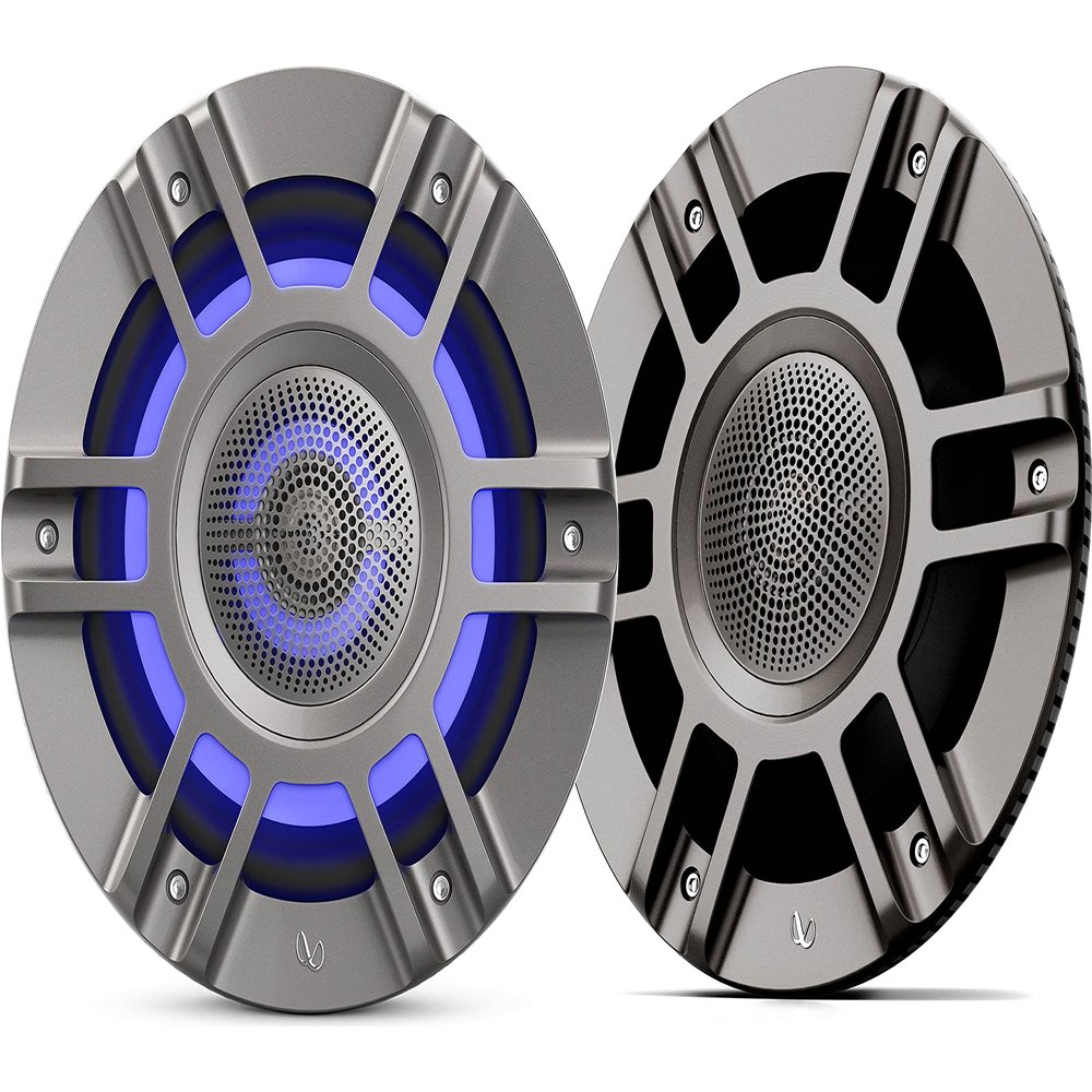 Infinity Mobile Kappa Marine 8" 3 Way Premium Marine Speaker RGB Lighting - Titanium Convertible Design/Component mounting (Renewed)