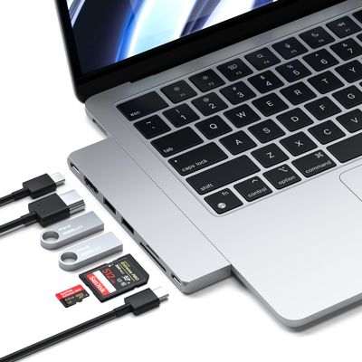 Satechi 7 in 1 USB C Hub Multiport Adapter Pro Slim, USB C Dongle, 100W Charging, 4K HDMI, USB 4, USB 3.2 Gen 2, SD/Micro Card Reader for Mac, MacBook Air/Pro M5/M4 - Silver