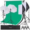 Andoer Studio Photography Light Kit Softbox Lighting Set Including 45W LED Light Bulbs/ 50x70cm Softbox/ 33 Inch White Photography Umbrella/ E27 Light Socket/ 2M Light Stands/ 3pcs Backdrops view 1