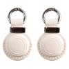 2 Pack KEEPXYZ Genuine Leather Keychain Holder Compatible with Airtag, Secure for Air Tag Keychain Holder Case Cover Key Chain Ring Accessories - White V2.0 view 1