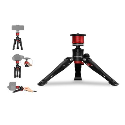 IFOOTAGE Cobra 3 Monopod Base,10" Desktop Mini Tripod,Small Camera Phone Tripod for,Monitor,Holder Clip,Mini Ball Head,LED Flash,1/4"&3/8" Automatic Switching Screw,Load up to 17.64lb/8kg
