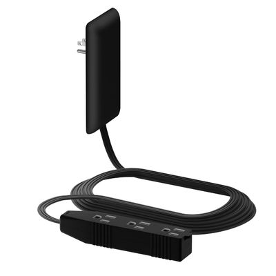 LIDER Flat-Face Outlet Extender with 3 Receptacles, Ultra-Thin Wall Plate Plug with Cord Extender and 3-Outlet Power Strip, 8ft Cord, LWE8-315-BK, ETL-Listed, Black