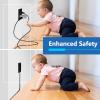 LIDER Flat-Face Outlet Extender with 3 Receptacles, Ultra-Thin Wall Plate Plug with Cord Extender and 3-Outlet Power Strip, 8ft Cord, LWE8-315-BK, ETL-Listed, Black view 4