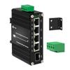 Throncom Industrial Gigabit 4 Ports PoE Ethernet Switch PoE+ Fiber Switch with 100/1000M Adaptive SFP Slot Din Rail Unmanaged 10/100/1000Mbps Network Switch IEEE802.3af/at 30W/Port Max 120W 12-48V DC view 1