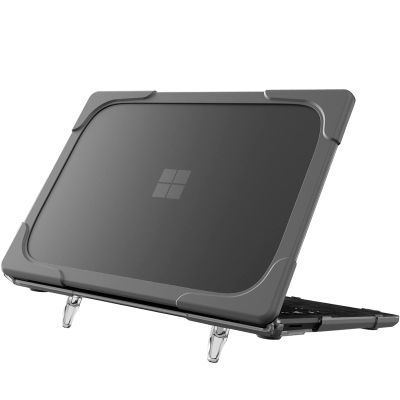 AdirMi Case for Surface Laptop 5/4/3/2 13.5 inch 2022 2021 2019 2018 Release with Alcantara Keyboard (Models: 1958/1950/1867/1769), Heavy Duty Rugged Hard Shell Case with TPU Bumper, Kickstand,Gray