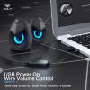 AULA N69 Computer Speakers, USB 2.0 Powered PC Speakers with RGB LED Lights, Stereo Surround Sound, 3.5mm AUX-in Wired Desktop Speaker for PC, Laptop, Tablet, Cellphone - Black view 4