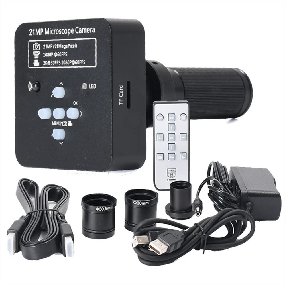 JUIYU Microscope Accessories Kit 21MP 1080P 60FPS HDMI USB Industrial Camera C-Mount Zoom Lens Digital Video Soldering Microscope 23.2mm 30mm/30.5m Ring Adapter Microscope Slides