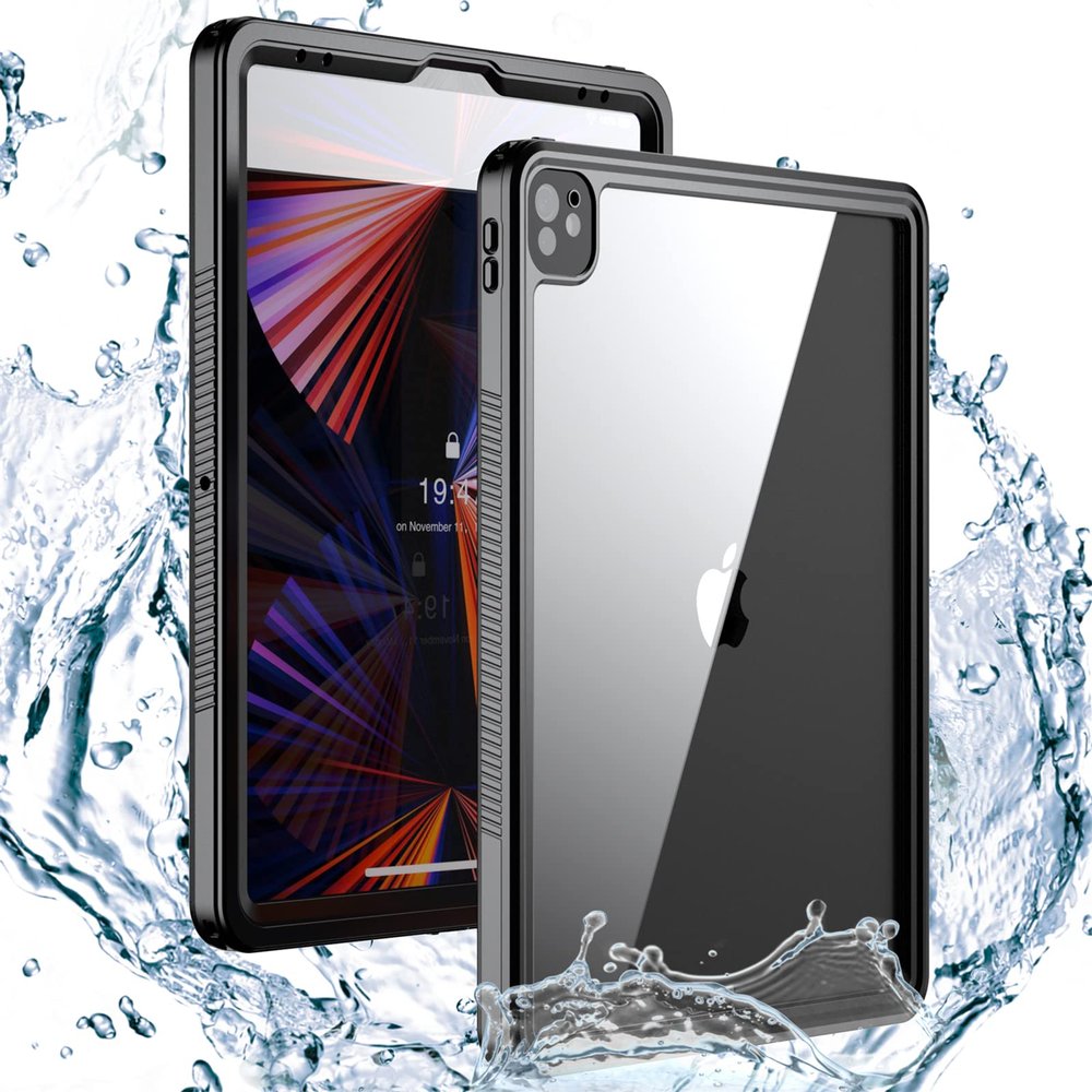 AdirMi Waterproof Case for iPad Pro 12.9 Inch 6th/5th Generation 2022/2021, IP68 Waterproof Full Body Protection Rugged Heavy Duty Shockproof Dustproof with Lanyard & Kickstand