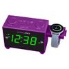 HANNLOMAX HX-132CR Alarm Clock Radio, PLL FM Radio, USB Type-A and USB Type-C for Charging, Drawer-Type Charger Holder for Smartwatches, Night Light, AC Operation Only. (Purple) view 4