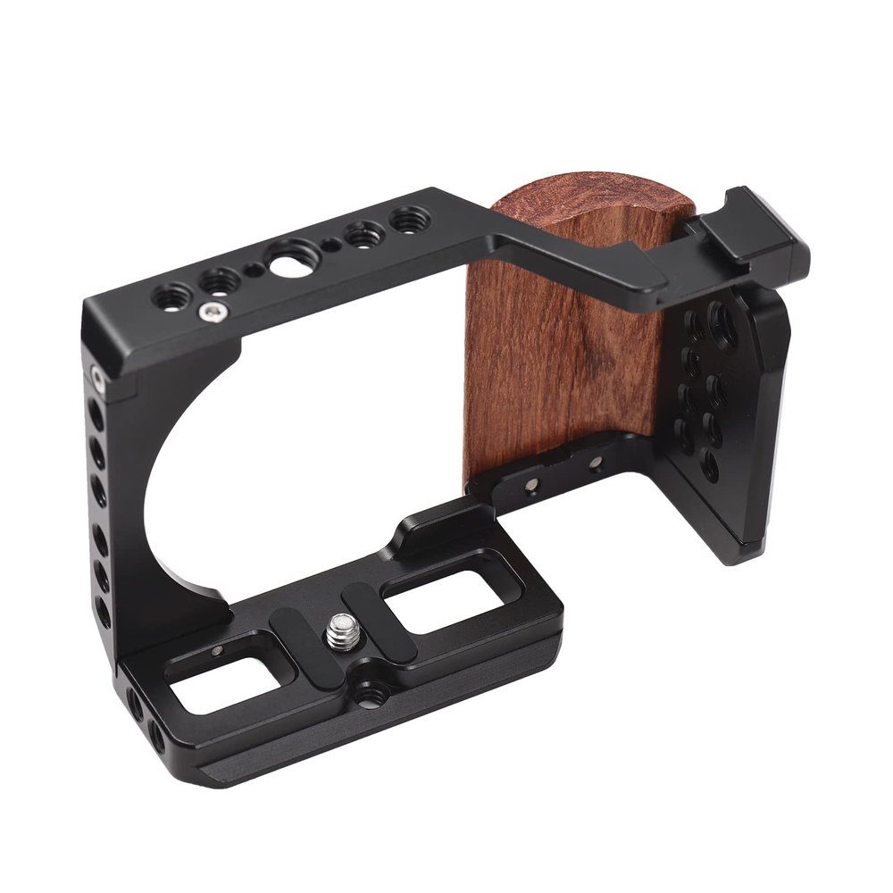 Andoer Camera Cage Video Cage Aluminum Alloy Cold Shoe Attachment Replacement 1/4 Inch 3/8 Inch Threads for Sony ZV-E10 Camera