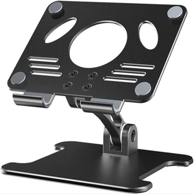 Aluminum Desktop Tablet Stand Dual Axis Design Height/Angle Adjustable Smartphone Holder Tablets Drawing Stand (Color : Black)