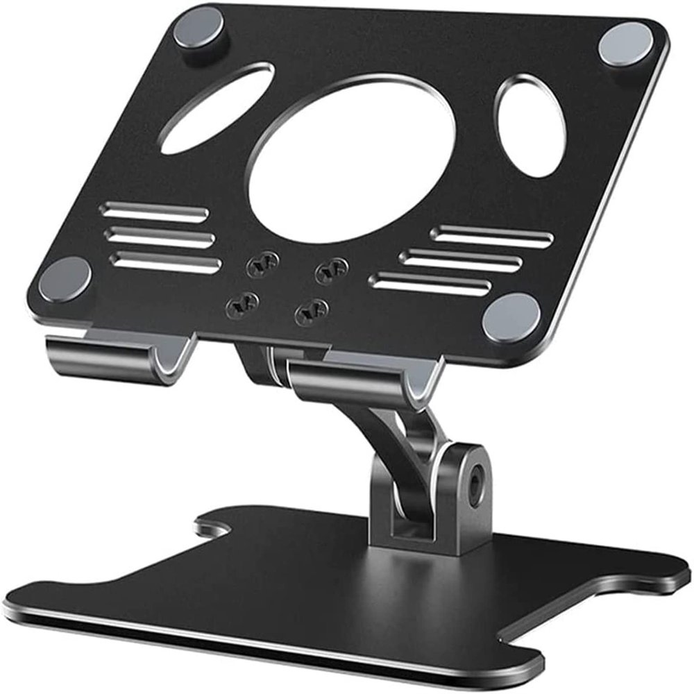 Aluminum Desktop Tablet Stand Dual Axis Design Height/Angle Adjustable Smartphone Holder Tablets Drawing Stand (Color : Black)