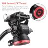 Andoer Compact Video Fluid Head Pan Tilt Tripod Head Panorama Ballhead Tripod Mount Aluminum Alloy 1/4 Inch Screw 10kg/22lbs Load Capacity with Handle Quick Release Plate view 3