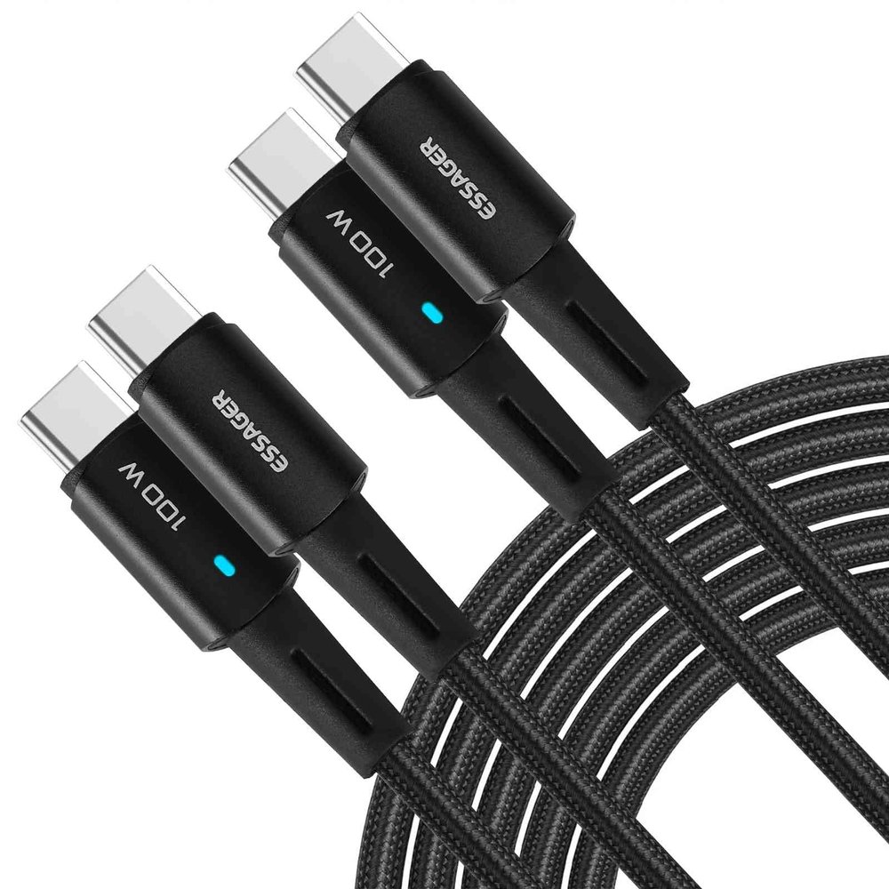 UrbanX USB C to USB C Cable 6.6ft 100W, 2Pack, USB 2.0 Type C Charging Cable Fast Charge for Nokia 2780 Flip, Pro 2020, Air 4, Samsung Galaxy S21, Pixel, LG, and More (Black)