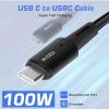 UrbanX USB C to USB C Cable 6.6ft 100W, 2Pack, USB 2.0 Type C Charging Cable Fast Charge for Nokia 2780 Flip, Pro 2020, Air 4, Samsung Galaxy S21, Pixel, LG, and More (Black) view 3