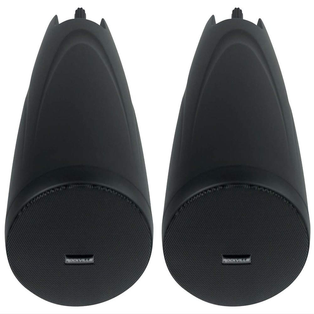 Rockville PEN-40T Black 70V/100V/8 Ohm 4 in Hanging Pendant Speaker Commercial/Restaurant, 2-Way Design, Detachable Euroblock Terminals, Eyelet Bracket Included, 3.5 Lbs Each, 2-Piece