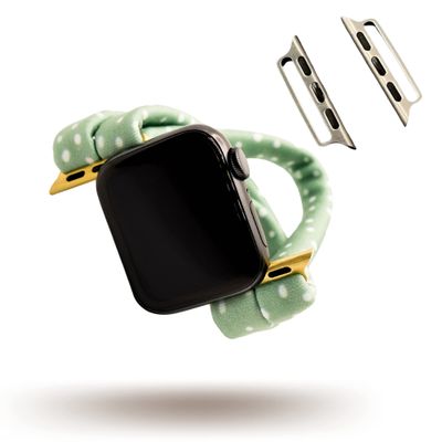 Mint Green Dots Yoga Band Apple Watch Series 1-8, 38mm 40mm 41mm 42mm 44mm 45mm (Small (wrist smaller than 7.5" inches), Connector Size: 42mm | 44mm | 45mm, Connector Color: Silver)