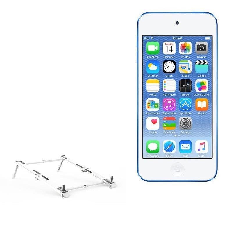 BoxWave Stand and Mount Compatible with Apple iPod Touch (6th Gen 2015) - Pocket Aluminum Stand 3-in-1, Portable Multi Angle Viewing Riser - Metallic Silver