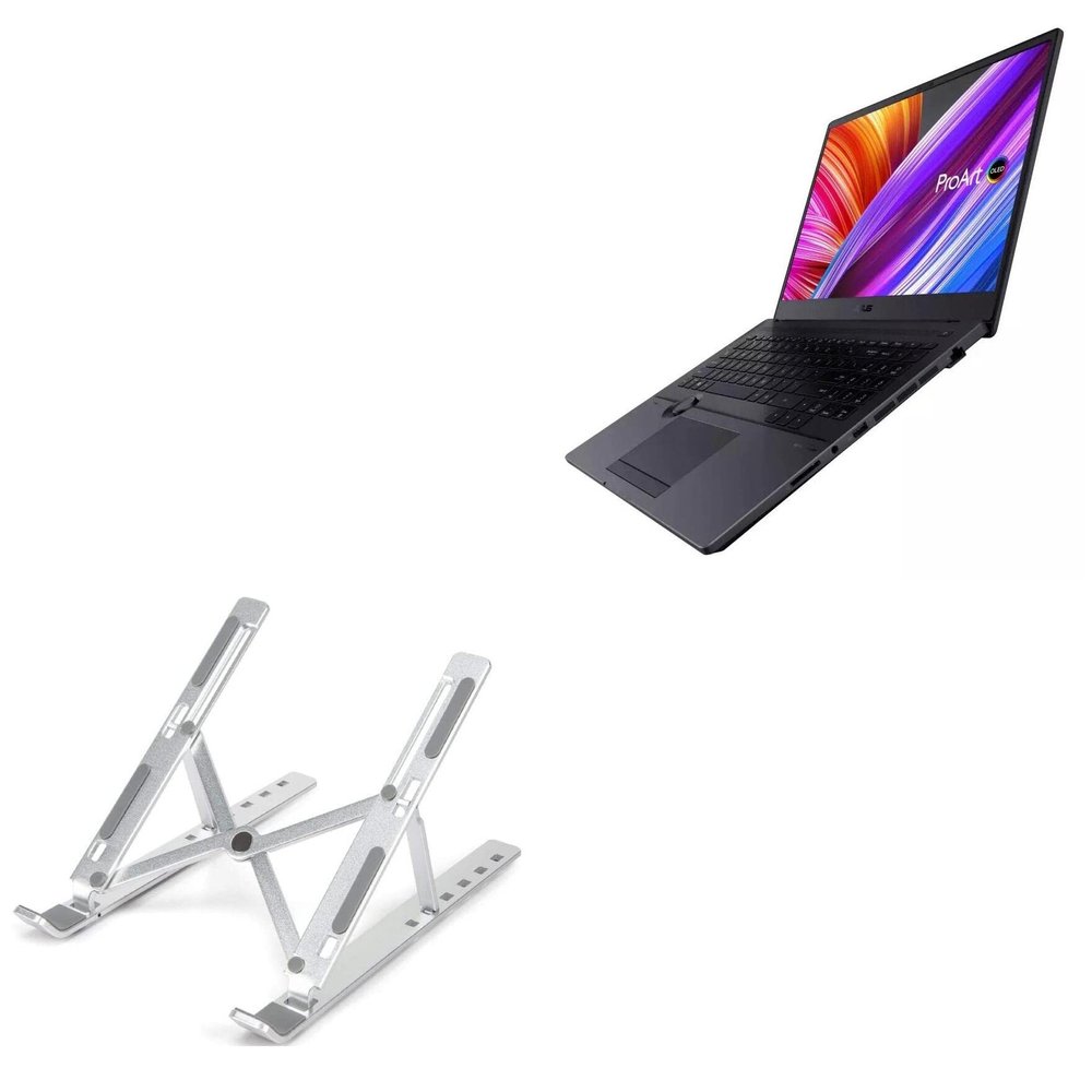 BoxWave Stand and Mount Compatible with ASUS ProArt StudioBook 16 (H5600) - Compact QuickSwitch Stand, Portable Multi Angle Viewing Foldable Riser - Metallic Silver