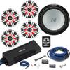 KICKER Speakers and Amp Package of 5 Items: 5-Channel Waterproof Amplifier with 10" Freeair Subwoofer, 6-" LED Speakers and 1/0AWG Power Wiring Kit view 1