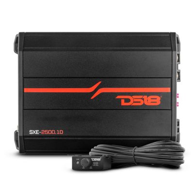 DS18 SXE-2500.1D/BK Car Amplifier Class D 1-Channel Monoblock Amp 800 x 1 RMS @1 Ohm 2500 Watts - Powerful and Compact Amp for Speakers in Car Audio System