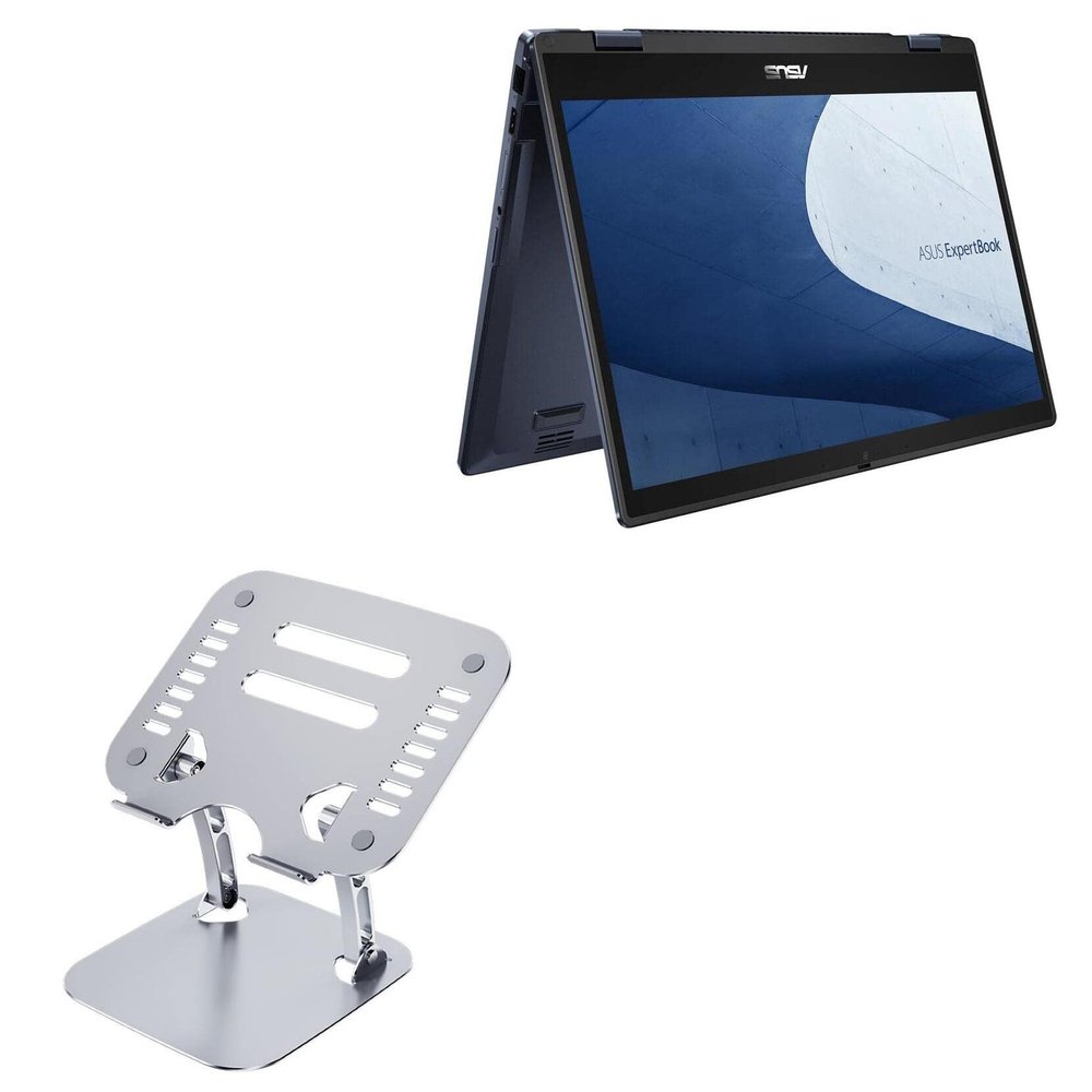 BoxWave Stand and Mount Compatible with ASUS ExpertBook B3 Flip (B3402) - Executive VersaView Laptop Stand, Ergonomic Adjustable Viewing Angle Metallic Riser - Metallic Silver