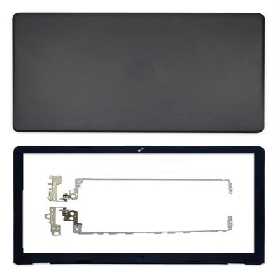 Black LCD Top Rear Lid Case Back Cover & Front Bezel & Hinges Hinge Compatible with HP 15-BS 15-BW 250 G6 255 G6 TPN-C129 TPN-C130 15-BS100 15-BS000 (Black Back Cover+Bezel+Hinges)