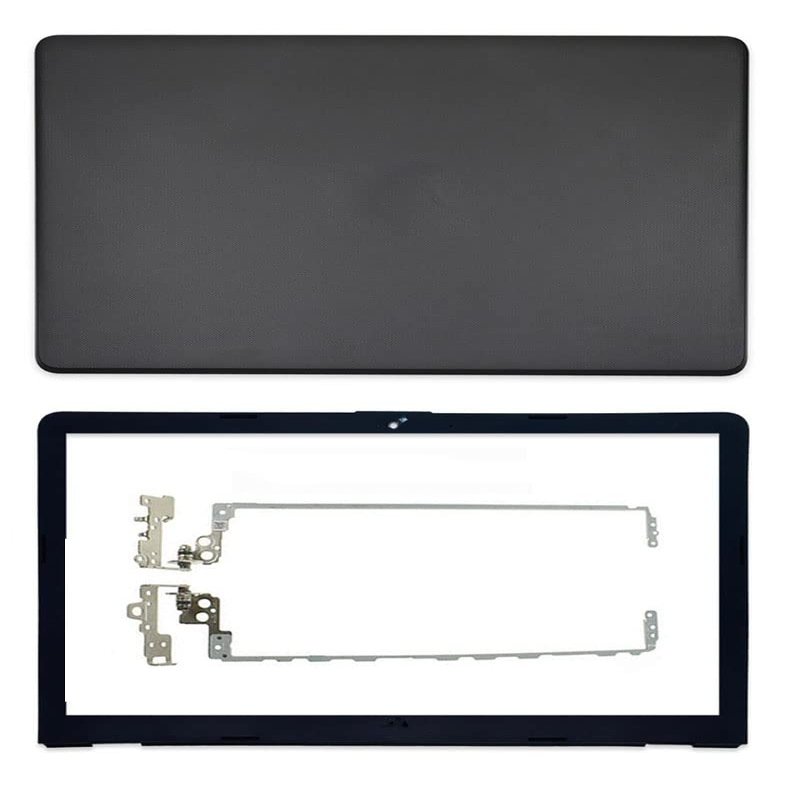 Black LCD Top Rear Lid Case Back Cover & Front Bezel & Hinges Hinge Compatible with HP 15-BS 15-BW 250 G6 255 G6 TPN-C129 TPN-C130 15-BS100 15-BS000 (Black Back Cover+Bezel+Hinges)