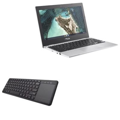 BoxWave Keyboard Compatible with ASUS Chromebook CX1 (CX1100) - MediaOne Keyboard with TouchPad, USB Fullsize PC Wireless TrackPad - Jet Black