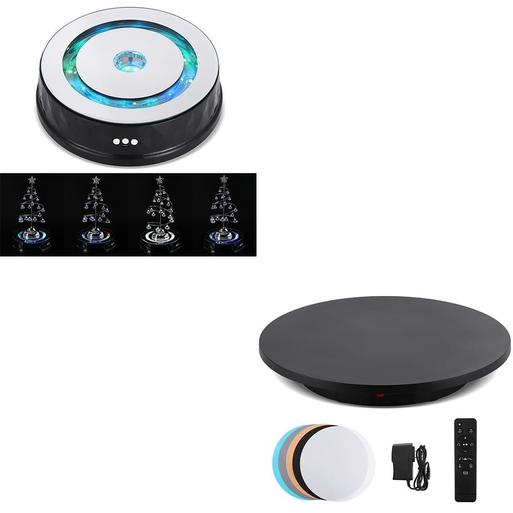 Flyrivergo Photography Turntable 16.5inch/220lb + LED Light Display Turntable 9inch/17.6lb Bundle