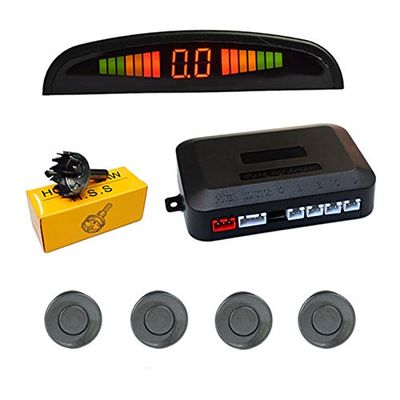 Car Parking Sensor, Rear Reversing Radar System with 4 Sensors, Wireless Reverse Backup LED Alarm Buzzer Reminder 5 Colors