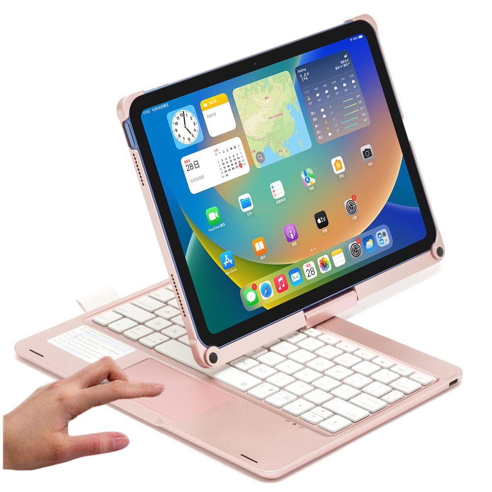 PboyiqiS Keyboard Case for iPad 10.2 9th/8th/7th Gen, Rotating Case for iPad9/iPad8/iPad7 with Backlits Touchpad Keyboard-360 Rotatable Smart Cover with Pencil Holder, Rose Gold