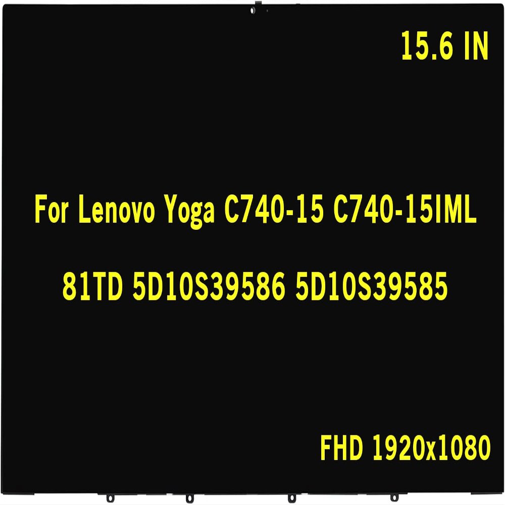 GBOLE 15.6" Replacement for Lenovo Yoga C740-15 C740-15IML 81TD 5D10S39586 5D10S39585 FHD 1920x1080 IPS LCD Display Touch Screen Assembly Digitizer Control Board with Bezel
