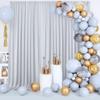 20 ft x 10 ft Wrinkle Free Silver Backdrop Curtain for Parties, Polyester Silver Grey Backdrop Drapes 4 Panels 5x10ft for Baby Shower Photoshoot Engagement Wedding Birthday Photography Background view 4