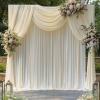 30 ft x 10 ft Wrinkle Free Ivory Backdrop Curtain for Wedding Parties, Polyester Ivory Photo Backdrop Drapes 6 Panels 5x10ft for Baby Shower Photoshoot Engagement Birthday Party Photography Background view 2