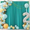 10 ft x 20 ft Wrinkle Free Turquoise Backdrop Curtain for Parties, Thick Polyester Teal Photo Backdrop Drapes,4 Panels 5ft x 10ft for Baby Shower Wedding Engagement Birthday Mermaid Party view 2