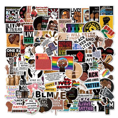 100PCs Black Rights Stickers, Black Girl, Black Lives Matter, Melanin Poppin for Laptop, Hydro Flask, Water Bottle - Vinyl for Kids, Teens, Girls (Black100)