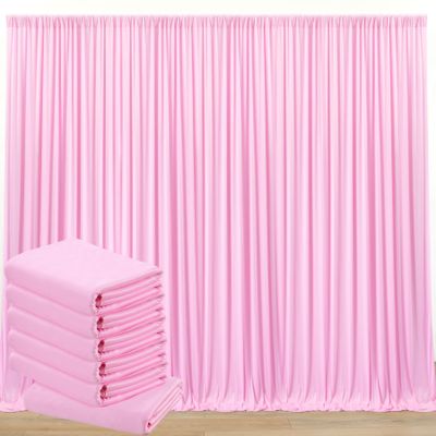 30 ft x 10 ft Wrinkle Free Baby Pink Backdrop Curtain for Parties, 6 Panels 5ftx10ft Thick Polyester Photo Backdrop Drapes for Baby Shower Birthday Party Photography Wedding Backdrop Stand