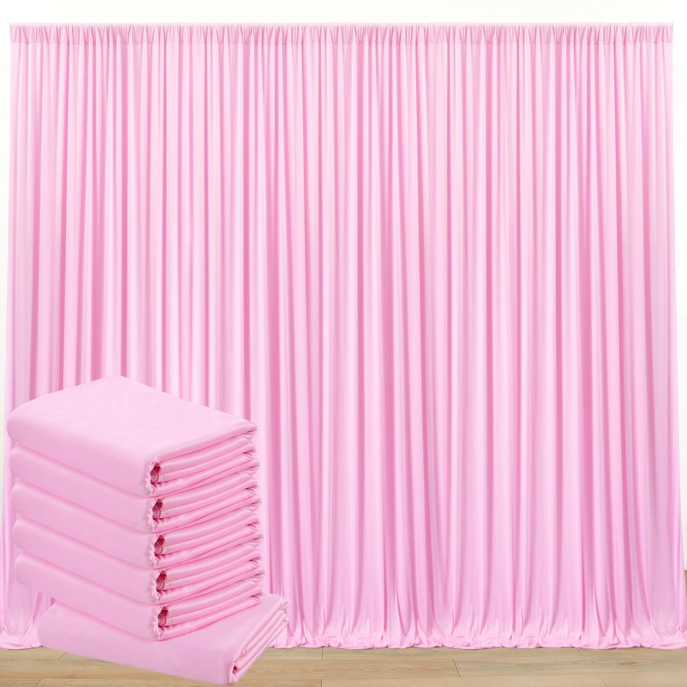 30 ft x 10 ft Wrinkle Free Baby Pink Backdrop Curtain for Parties, 6 Panels 5ftx10ft Thick Polyester Photo Backdrop Drapes for Baby Shower Birthday Party Photography Wedding Backdrop Stand