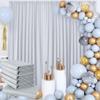 30 ft x 10 ft Wrinkle Free Silver Backdrop Curtain for Parties, Polyester Silver Grey Backdrop Drapes 6 Panels 5x10ft for Baby Shower Photoshoot Engagement Wedding Birthday Photography Background view 1