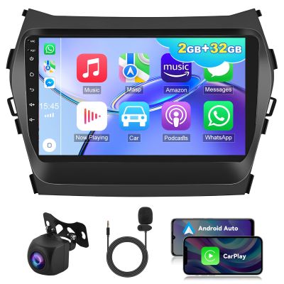 Android 13 Car Stereo Radio Player for Hyundai IX45 Santa FE 2013-2018 9 Inch Touch Screen Audio Receiver with GPS Navigation Bluetooth Head Unit Supports Backup Camera(2G+32G)