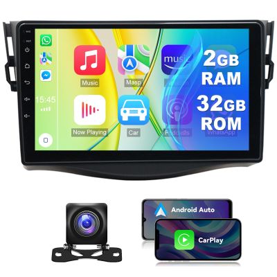 EWLSAC Android 13.0 Double Din Car Stereo for Toyot-a RAV4 2007-2012 9 Inch HD Touch Screen Car Audio Multimedia Receiver with Carplay Android Auto GPS Radio Navigation Bluetooth Camera(2G+32G)